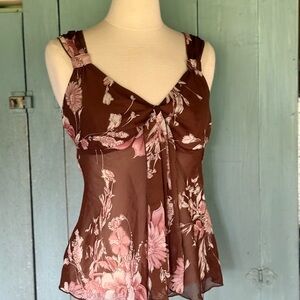 Byer California Fitted Brown Tie Front Camisole